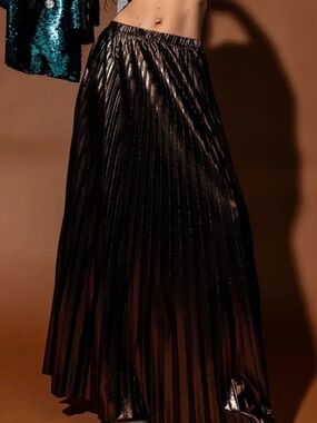 Lala BLACK metallic skirt.